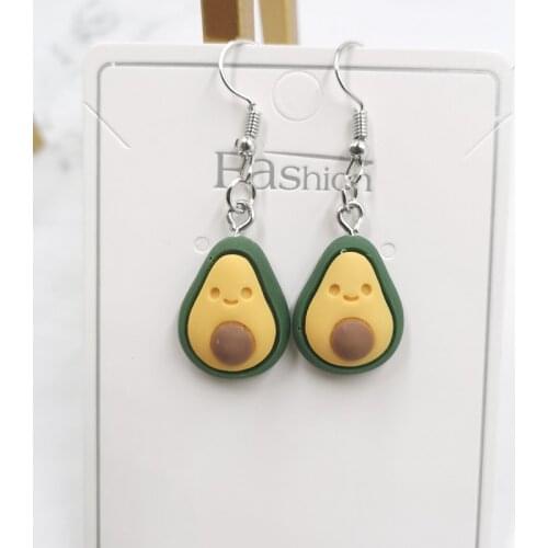 New Fruit Apple Avocado Cherry Earrings Female Cute Girl Simulation Pendant Earrings Female Models Exquisite Jewelry Accessories