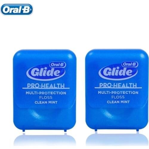 Oral B Multi-protection Floss Waxed Dental Floss Deep Clean Oral Hygiene Flat Thread Flosser Cool Mint 43.7yd/40m (2 pcs=1 pack)