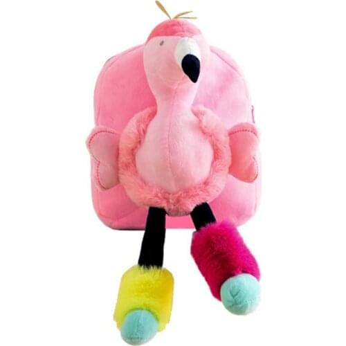 Plush school backpack flamingo children school bags for girls cute cartoon kindergarten backpack bookbag 30x25x9cm pink bag