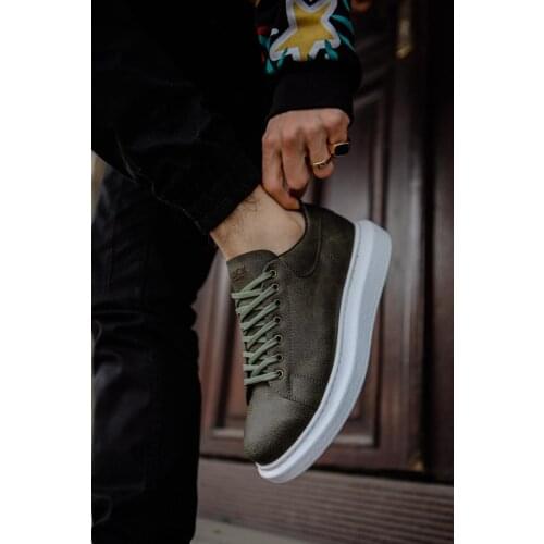 Knack High Outsole Casual Male Shoes Khaki Color Casual Flexible Stylish Design Fashion Trend 2021 Leather Non-Walking 044