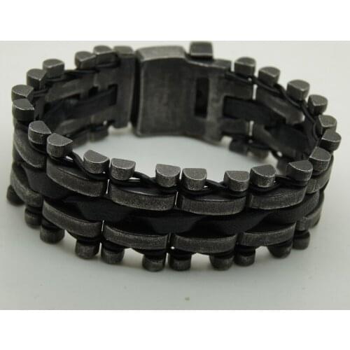 2.9cm width cool men/boy simple vintage design cowboy punk belt buckle heavy stainless steel chain bracelet 3size match