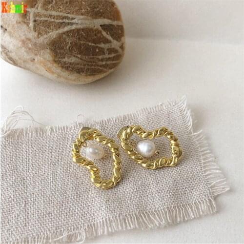 Kshmir 2020 Irregular Earrings, Womens Jewelry Pearl Gold Earrings, Metal New Natural Geometric Freshwater Pearls Vintage A2057