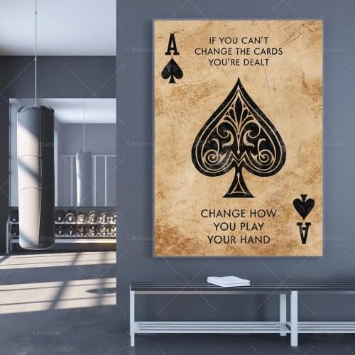 Modern Home Decor Poster Change How You Play Motivation Wall Art Mindset Ace Card Poker Bedroom Decoration Canvas Painting Frame