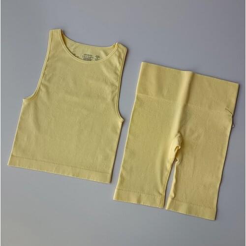 Sport Fitness Women Seamless Yoga Set High Waist Shorts Gym Vest Top T-Shirt Workout Sportswear Clothing Female