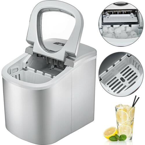 Bar Ice Scoop Silvery Ice Cube Maker Automatic Machine ABS Shell Tabletop 2.2 L Automatic Household Ice Making Machine