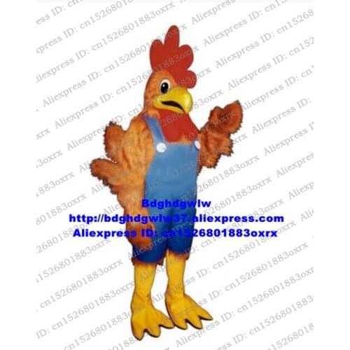 Red Chicken Rooster Cock Chook Mascot Costume Adult Cartoon Character Outfit Suit Children Program Wedding Marriage zx2866