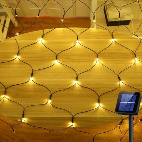Thrisdar 1.1*1.1M 2*3M Solar Mesh Net Fairy String Light 8 Modes Outdoor Garden Patio Balcony Window Curtain Garland Light