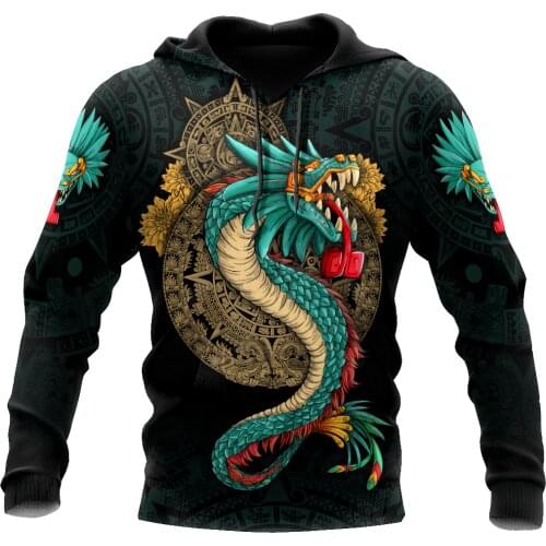 Aztec Maya Quetzalcoatl God Brings The Sun Around 3D Printed Hoodie Men Sweatshirt Streetwear Pullover Casual Jacket Tracksuit