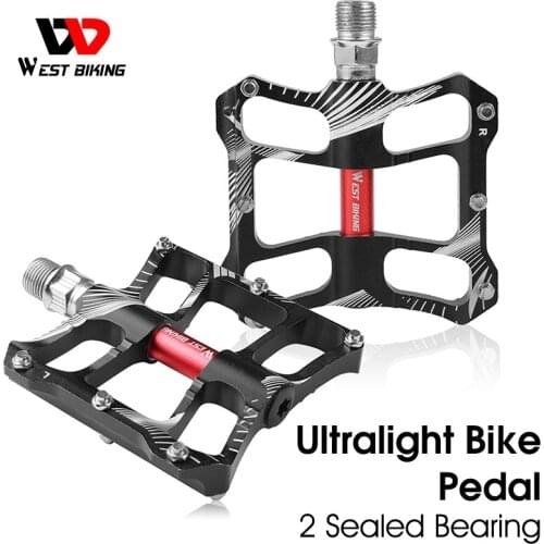 WEST BIKING MTB Bike Pedals 2 Sealed Bearing Ultralight Anti-slip BMX Mountain Road Cycling Pedals Flat Platform Bicycle Parts