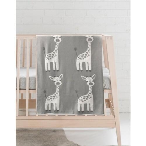 Knitted Baby Blanket 100cm Animal Giraffe Elephant Newborn Baby Swaddle Wrap Cotton Soft Baby Crib Stroller Receiving Blanket