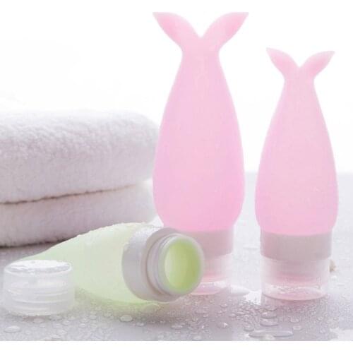 1pc Portable Silicone Refillable Bottles 48 90 Ml Cute Mermaid Cream Storage Container Traveler Lotion Shampoo Container Bottle