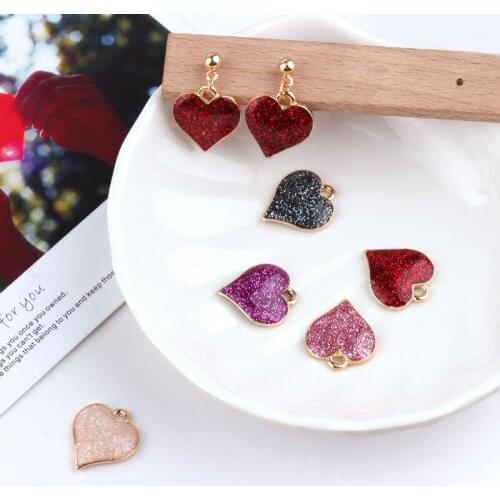 10pcs/lot bling heart shape charm Hair accessories Diy earring pendants jewelry accessories