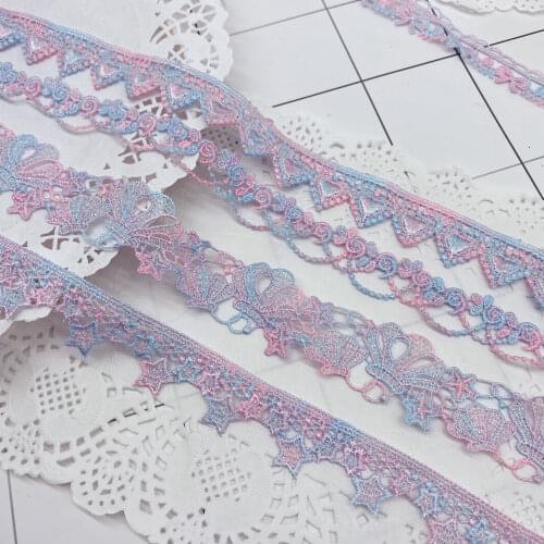 2Yards High End Colourful Lace Trim Ribbon Gold Lace Fabric Sewing Water Soluble Lace Wedding Craft DIY Clothes Accessories