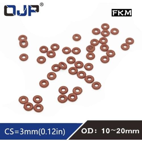 5PCS Fluorine rubber Ring Brown FKM O ring Seal OD10/11/12/13/14/15/16/17/18/19/20*3mm Rubber O-Ring Seal Oil Ring Fuel Gaskets