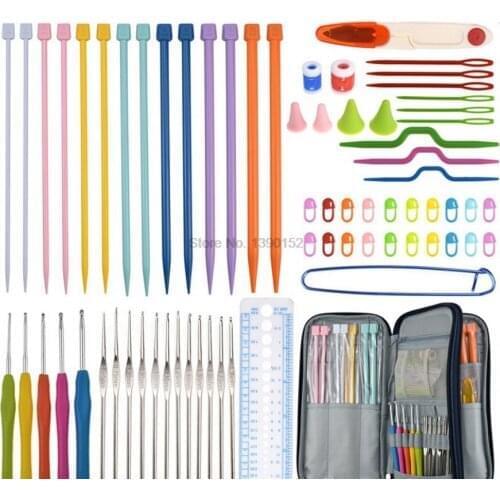 DHL 20set 17pcs 0.6-4.5mm Crochet Hook Needles Set 7 Pairs Knitting Needles Scissors Rulers Sewing Accessories shoe Sewing