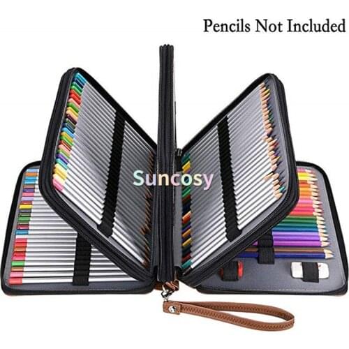 Colored Pencil Case- 200 Slots Empty Pencil Holder Pen Bag Large Capacity Pencil Organizer with Handle Strap
