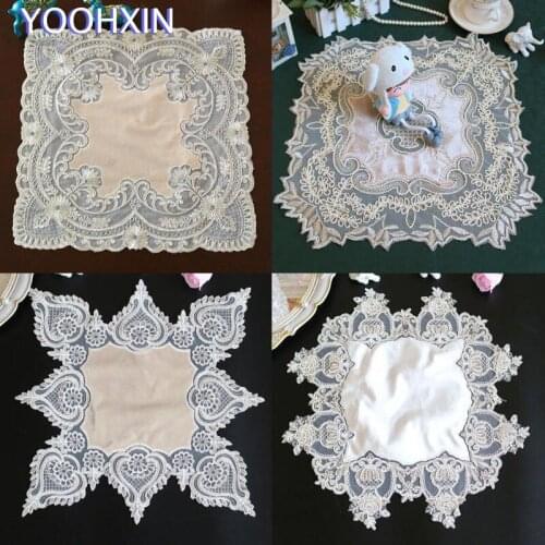Europe Insulation Lace table place mat Napkin pad Cloth embroidery placemat cup mug Christmas wedding tea coaster doily kitchen