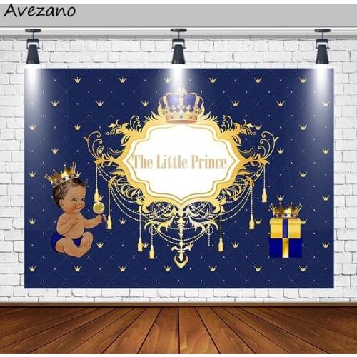 Avezano Photography Backdrops Baby Shower Birthday Newborn Little Prince Crown Gift Boy Backgrounds Photo Studio Photozone Props