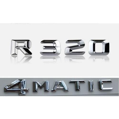 Chrome " R 320 4 MATIC " Car Trunk Rear Letters Words Badge Emblem Letter Decal Sticker for Mercedes Benz R Class R320 4MATIC