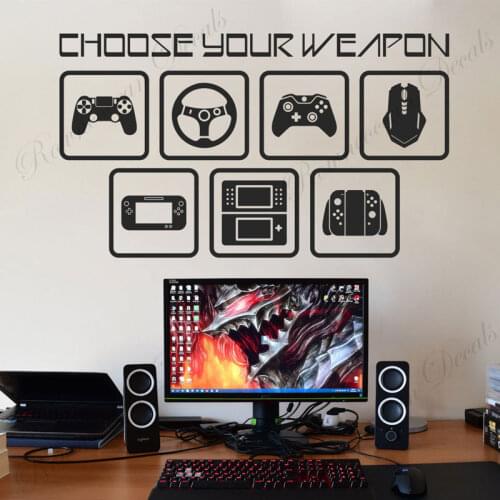 Choose Your Weapon Game Controller Sign Wall Sticker Vinyl Home Decoration Kids Boys Teens Room Video Game Decals Wallpaper 4622