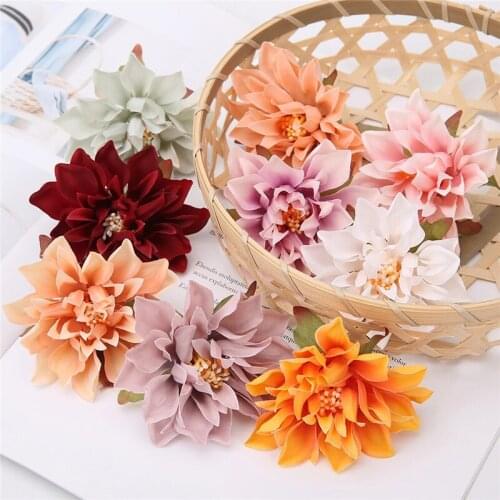 10/20Pcs Dahlia Artificial Flower Heads Home Decor Fall Flowers Birthday Party Fake Flowers DIY Bouquet Garland Car Decoration