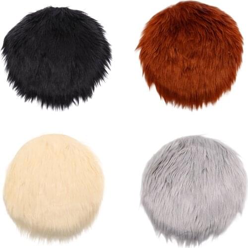 1pcs Solid Color Warm Wool Round Cushion Stool Pad Thickening Dining Chair Cushion Anti-Slip Seat Mat Chair Mat Pad