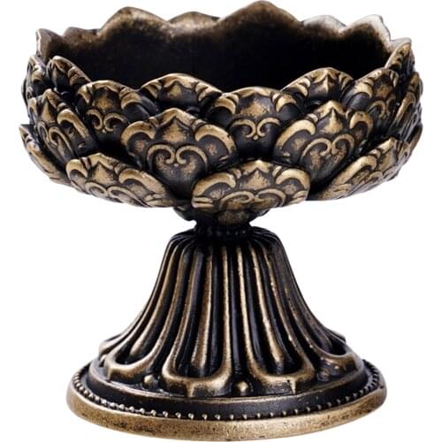 Copper Lotus Flower Candle Holder Tea Light Stand Buddhist Candlestick Decor