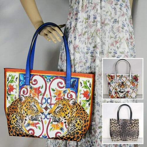 Fashion Womens Bag Ladies Tote Cros Body Purse Travel Beach Shoulder BagLadies leather animal print large flower Roomy Tote Bag