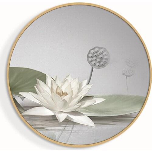 HD Prints Modular Pictures White Flowers Beautiful Round Canvas Painting Home Decor For Living Room Wall Art Poster No Framework