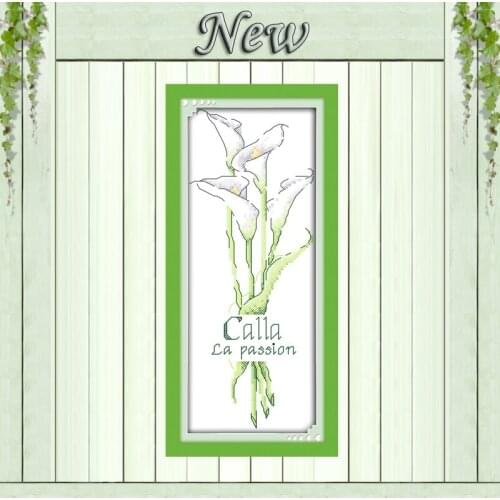 Calla white flower home decor painting counted print on canvas DMC 14CT 11CT chinese Cross Stitch Needlework Set Embroidery kits