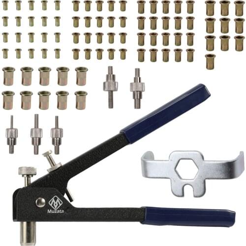 86pcs/Set Blind Rivet Gun Threaded Insert Hand Riveting Kit Rivet Nuts Nail Gun Riveting Kit Hand Manual Repair Tools