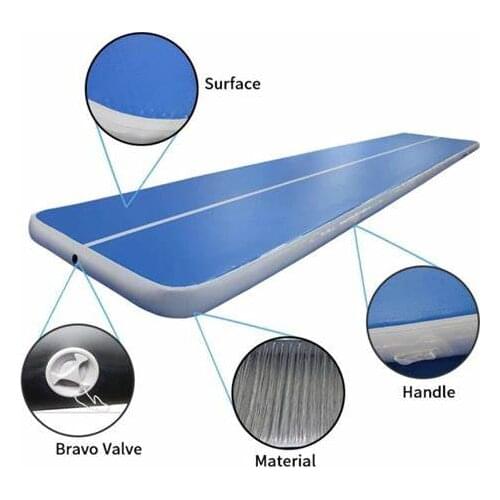 Blue Surface Inflatable Gym Mat For Taekwondo 6m/7m/8m *2m Air Floor For Gymnastics Training Gunagzhou Air Track Mats