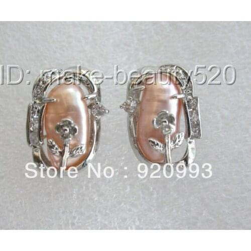 Natural stunning big 20mm baroque pink freshwater cultured pearl earrings