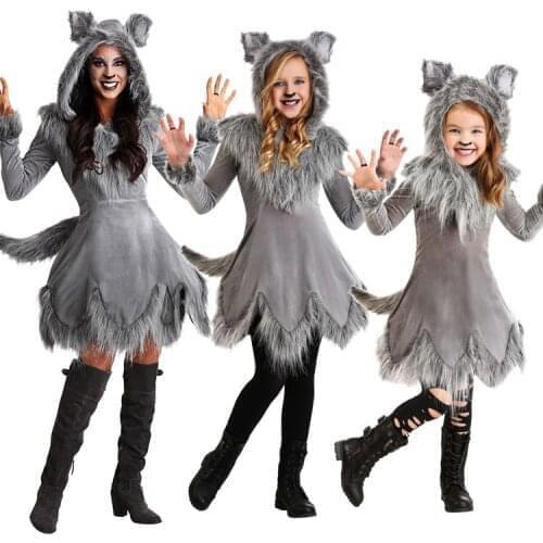 New Sexy Furry Wolf Girl Costume wolf women Dress Halloween Furry Costumes for women Animal Costume Cosplay Christmas Costume