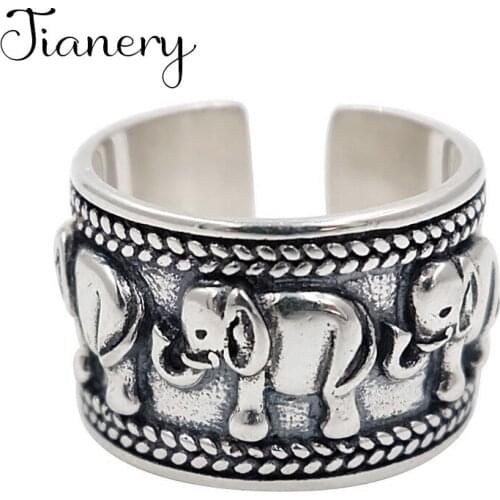 Charming Open Elephant Ring for Women Vintage Boho Party Rings Gothic Punk Jewelry Gifts for Girls 2021