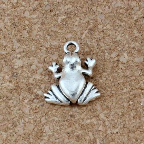 20Pcs/Lot Antique Silver Alloy Frog Charms Pendants For Jewelry Making Bracelet Necklace Findings 14 x17mm