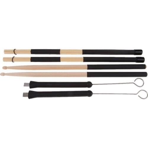 Professional 2pcs Drum Sticks Drumsticks with 4pcs Drum Brushes for Drum Set Kit Playing