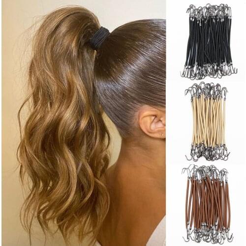 5/10pcs Ponytail Rubber Elastic Hook Hair Bands For Women Gum Hooks Hair Accessories Hair Ties Styling Tools Holder Bungee Bands