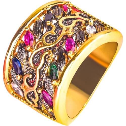 Gothic Style Luxury Multicolor Faux Gemstone Plated Engagement Ring Jewelry Gift Earrings Gift For Friends Women Jewelry Gift