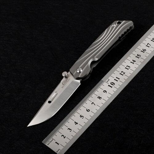 HIZEN-TIC outdoor AUS10 steel blade sharp high hardness titanium alloy handle tactical hunting self-defense gift folding knife