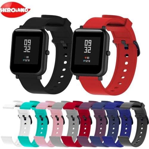 20mm Silicone Wrist Strap Sports Wristband Bracelet Band for Xiaomi Huami Amazfit Bip Youth Lite Smart Watches Accessories