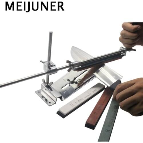 Meijuner Fixed-angle Kitchen Knife Sharpener System Kit Full Metal Steel Professional 4 Sharpening Stones Kitchen Tool MJ229