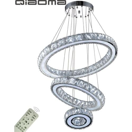 Modern LED Crystal Pendant Lights Dimmable Indoor Lamp Lighting Crystalline Indoor Hanging Lamps Home Light with Remote Control
