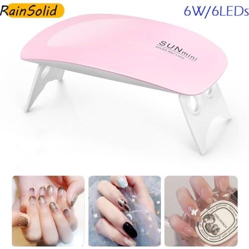 Sun Mini 6W UV LED Lamp Portable Nail Dryer Machine For UV Gel Polish Drying Nail Ice Lamp USB Cable Home Use Nail Art Tools