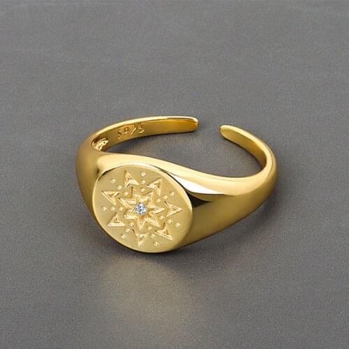 VENTFILLE925 Sterling Silver New Sunflower Pattern Diamond Ring For Woman Fashion Opening Beautiful Gorgeous Jewelry