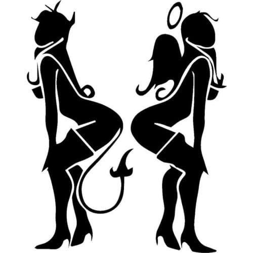 14.1*17.8CM Sexy Girl Angel Devil Windshield Decorative Stickers Decals Personality Car Styling Accessories C4-0390