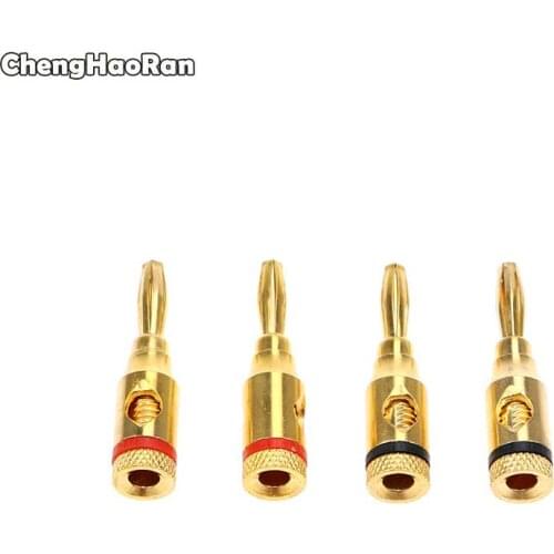 ChengHaoRan 4PCS Gold-plated Banana Plugs Musical Audio Cable Wire Connectors Free Soldering Terminal For Speaker Amplifier