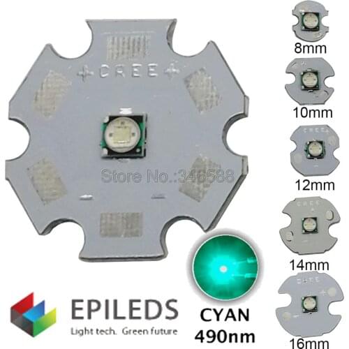 5pcs 3W 490nm - 495nm Cyan Color 3535 Epileds High Power LED Light Emitter Diode on 16mm / 20mm Aluminum PCB