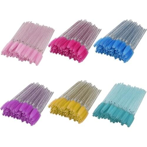 50 Pcs Disposable Eyelash Brushes Cosmetic Tool Crystal Rod Mascara Wands Applicator Brushes Eyes Lash Makeup Tool