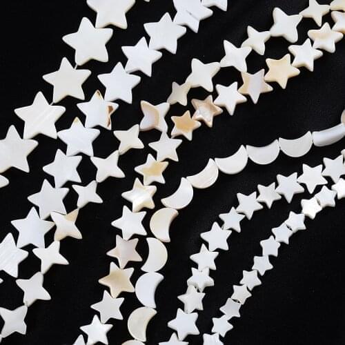 6/8/10/12mm Natural Mother Of Pearl Shell Beads Star Moon Charms Beads For Jewelry Making DIY Bracelet Necklace Accessories